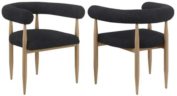 Dunmore Boucle Upholstered Dining Arm Chair Black (Set of 2)