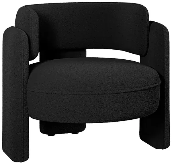 BELLEZE Modern Sherpa Accent Chair, Sherpa Boucle Chair Barrel Accent Chair Comfy Round Upholstered Armchair Side Corner Chair for Living Room, Bedrooms, Office, Reading Nook - Quinton (Black)