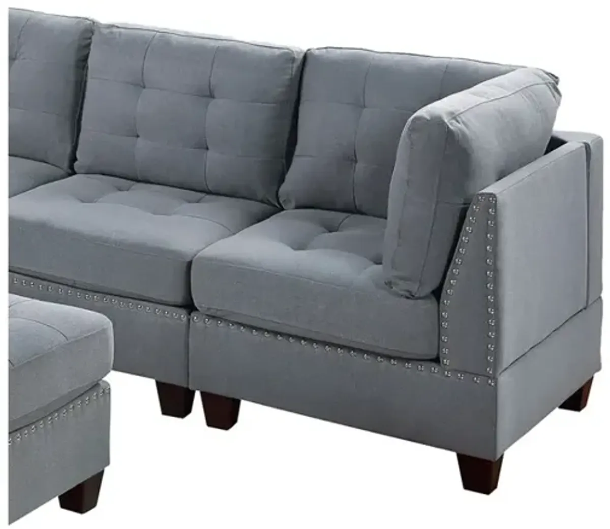 Linen Tufted Wedge Sofa with Nailheads