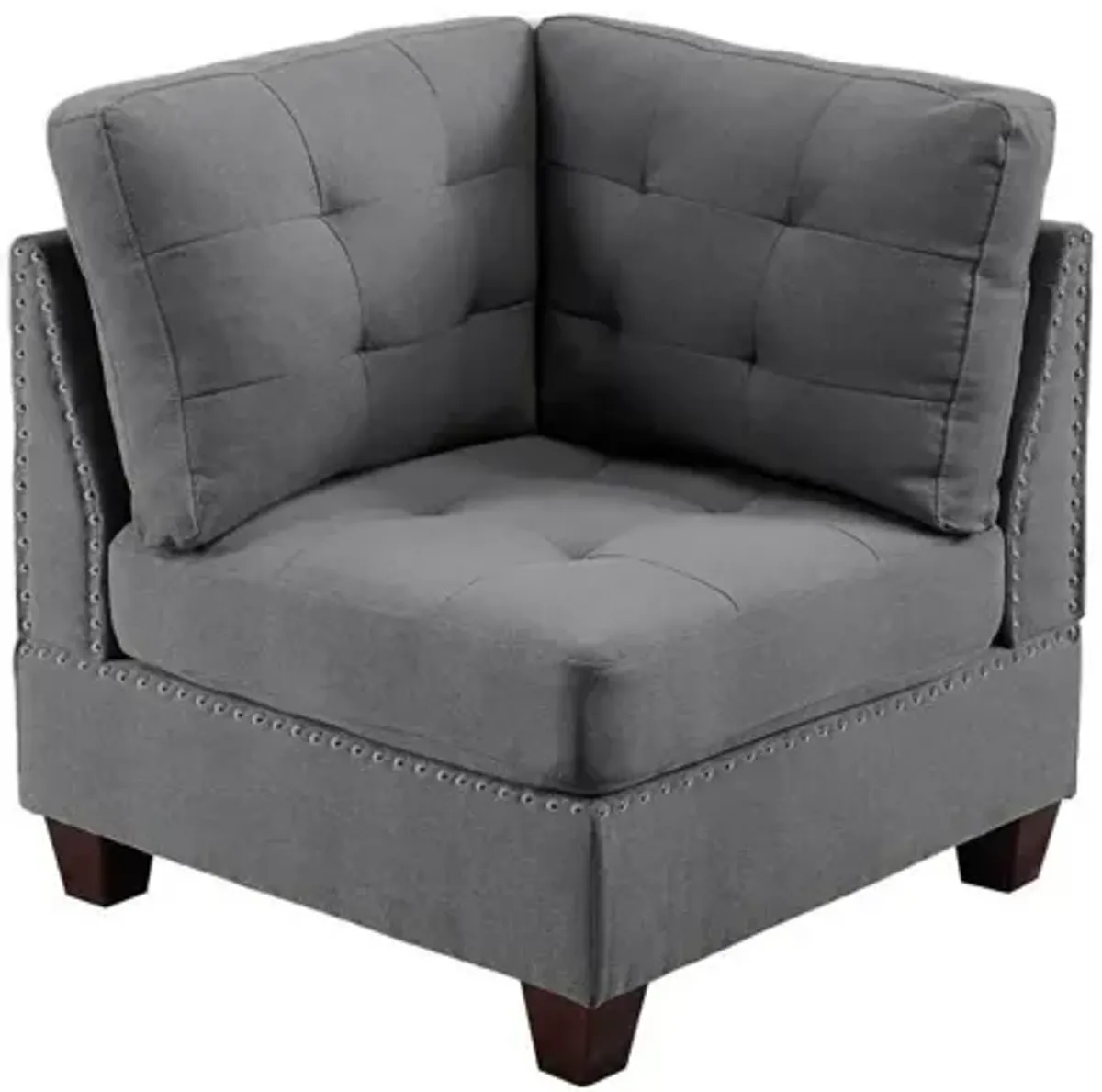 Linen Tufted Wedge Sofa with Nailheads