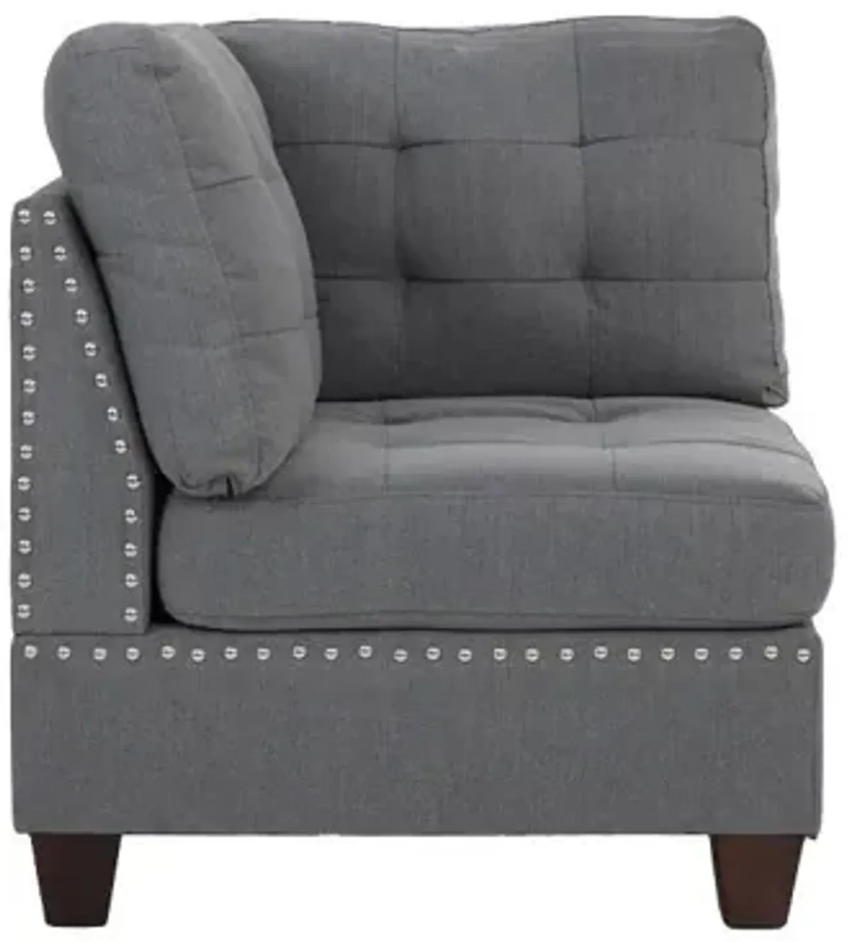 Linen Tufted Wedge Sofa with Nailheads