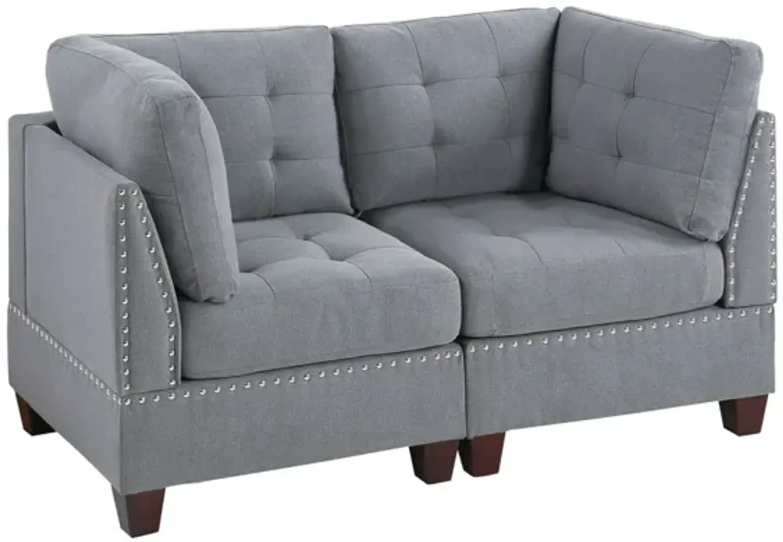 Linen Tufted Wedge Sofa with Nailheads