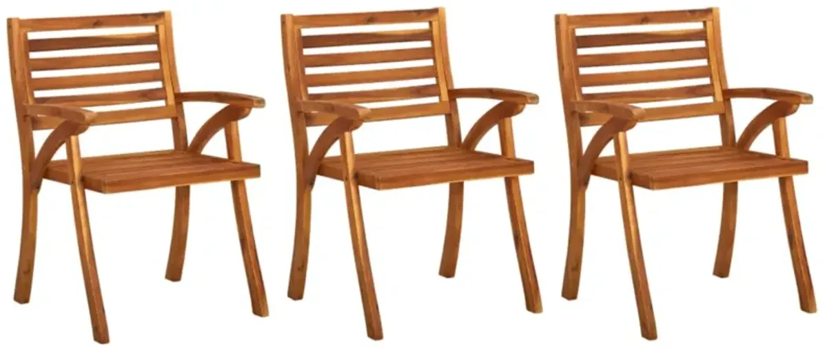 vidaXL Garden Dining Chairs with Cushions 3 pcs Solid Acacia Wood