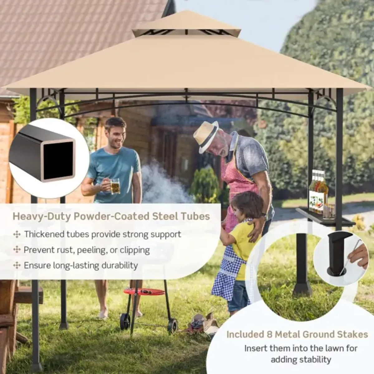 Hivvago 8 x 5 Feet Outdoor Barbecue Grill Gazebo Canopy Tent BBQ Shelter