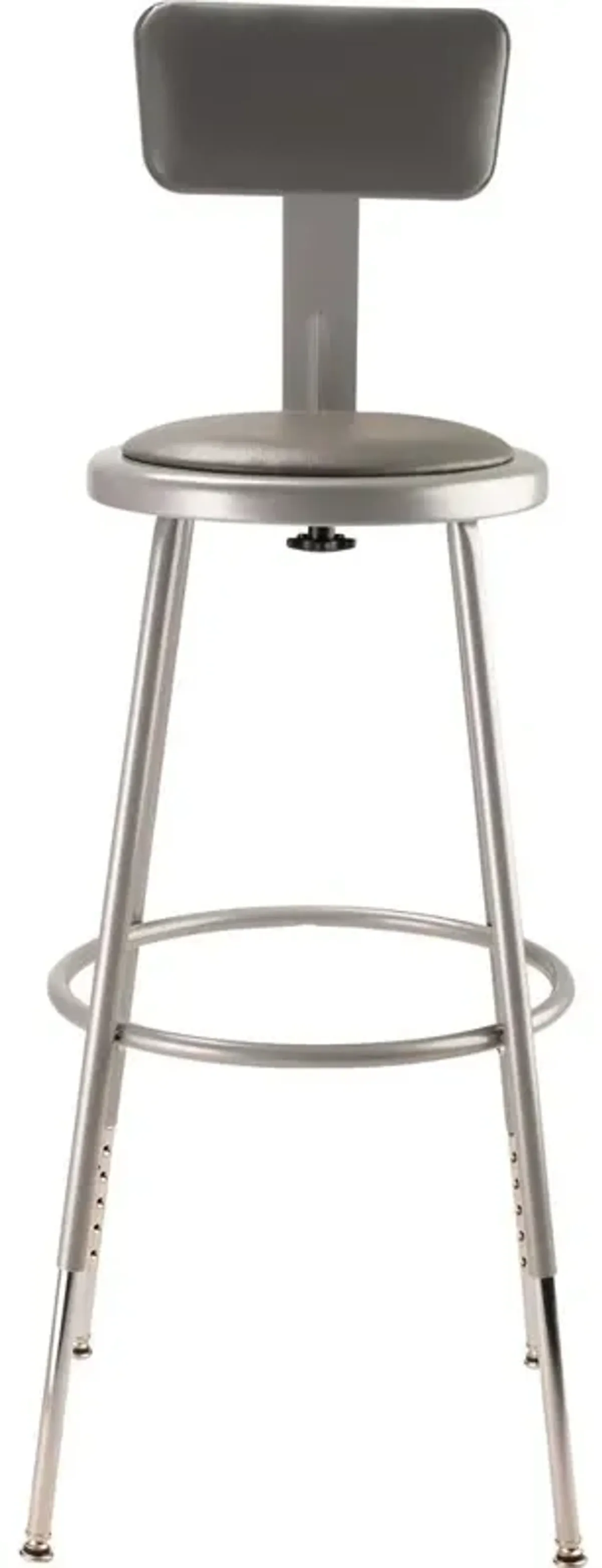 NPS® 25"-33" Height Adjustable Heavy Duty Vinyl Padded Steel Stool With Backrest, Grey