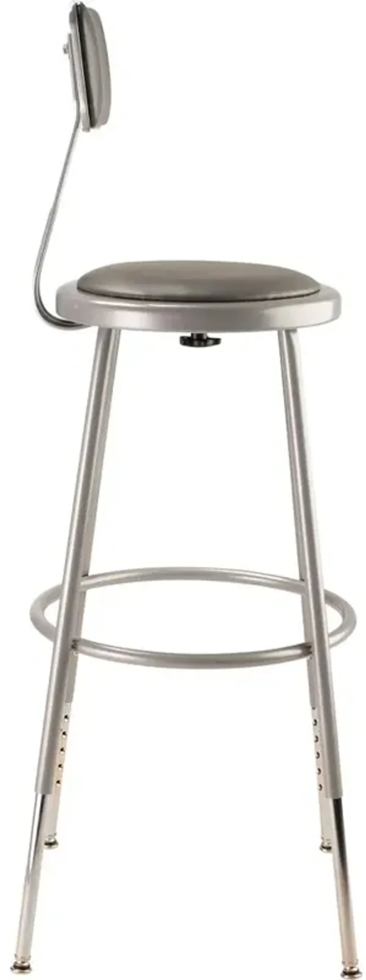 NPS® 25"-33" Height Adjustable Heavy Duty Vinyl Padded Steel Stool With Backrest, Grey