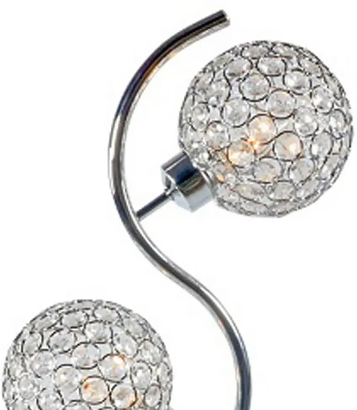 Denise 32 Inch Table Lamp, Metal Frame, Round Base Glass, Crystals, Silver - Benzara