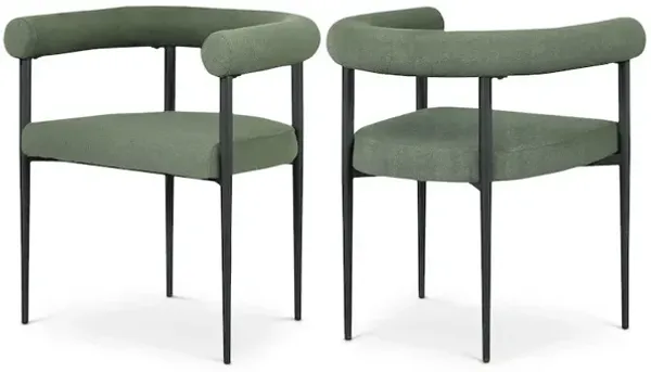 Meridian Furniture Louie Green Boucle Fabric Dining Chair, Set of 2