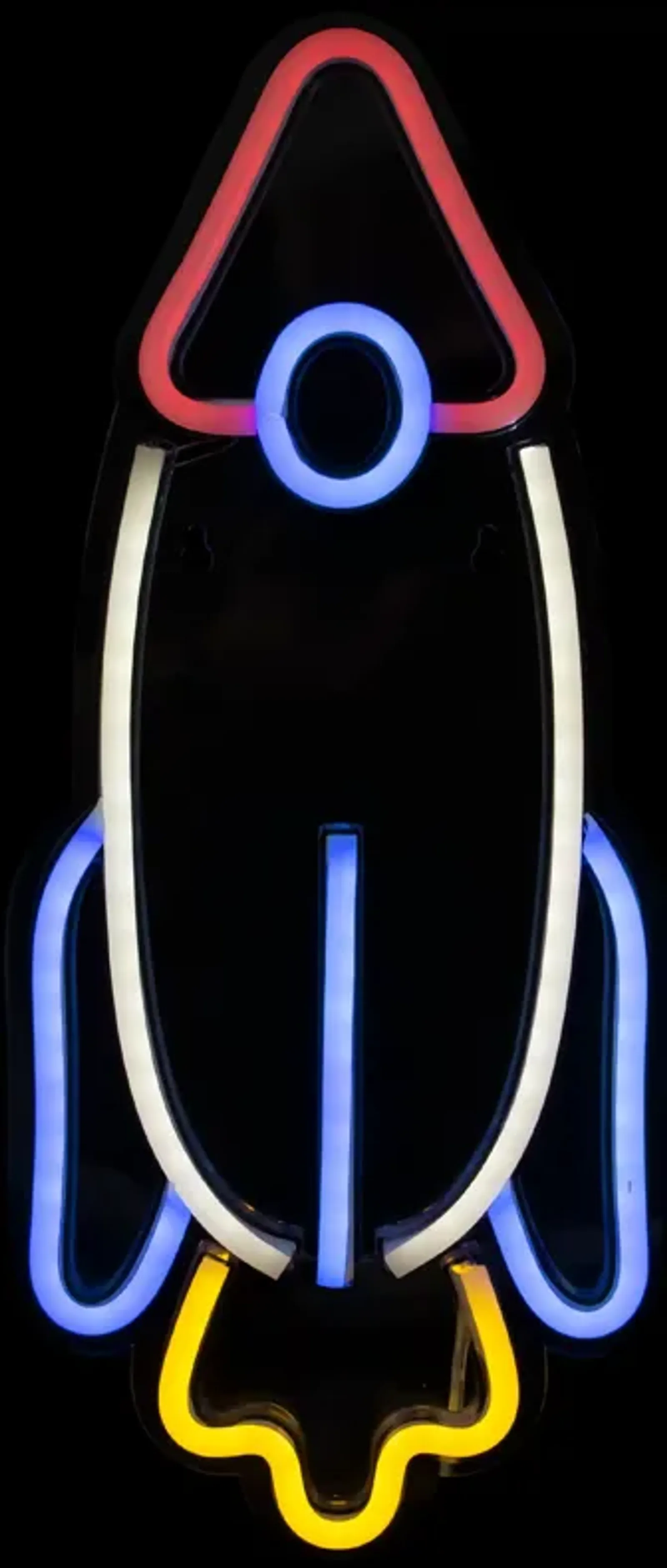 16.25" LED Neon Style Rocketship Wall Sign