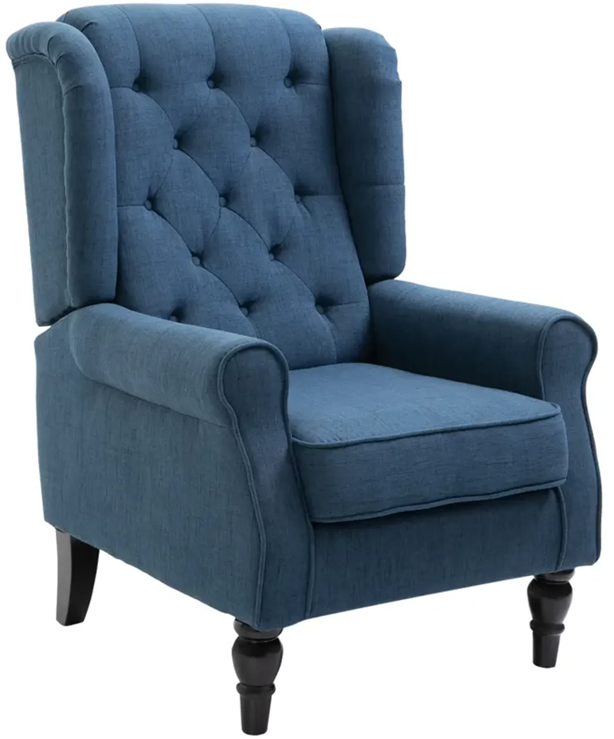 HOMCOM Button-Tufted Accent Chair with High Wingback, Rounded Cushioned Armrests and Thick Padded Seat, Blue