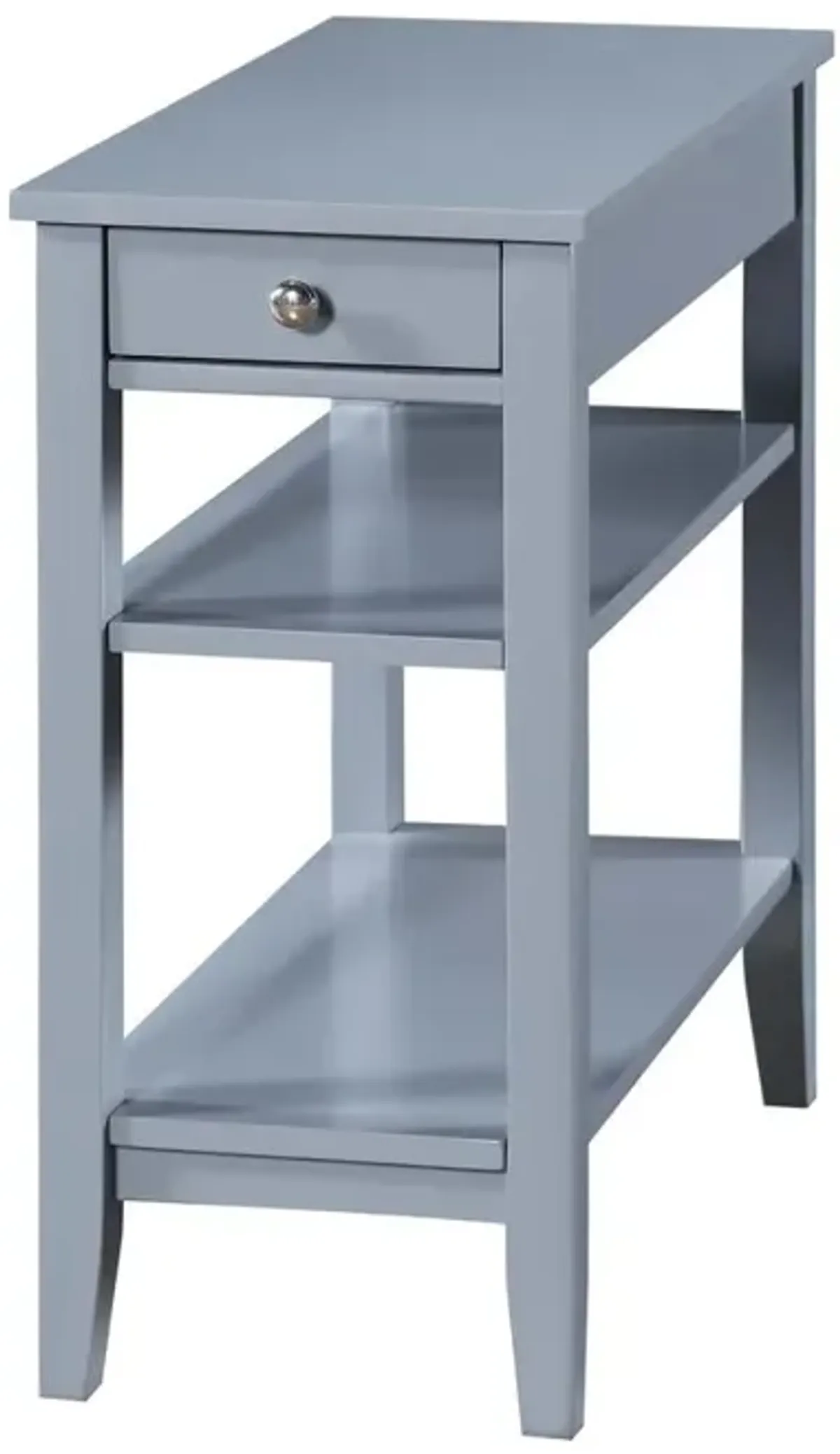 Convenience Concepts American Heritage 1 Drawer Chairside End Table with Shelves Gray