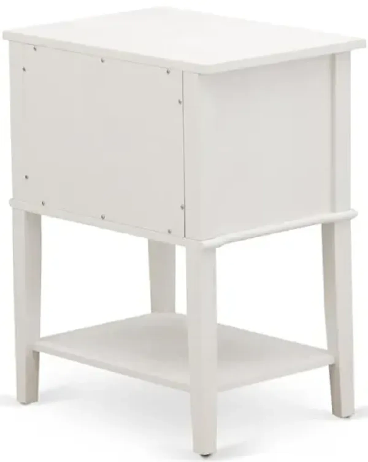 East West Furniture Small Night Stand with 2 Wooden Drawers, Stable and Sturdy Constructed - Wire brushed Butter Cream Finish