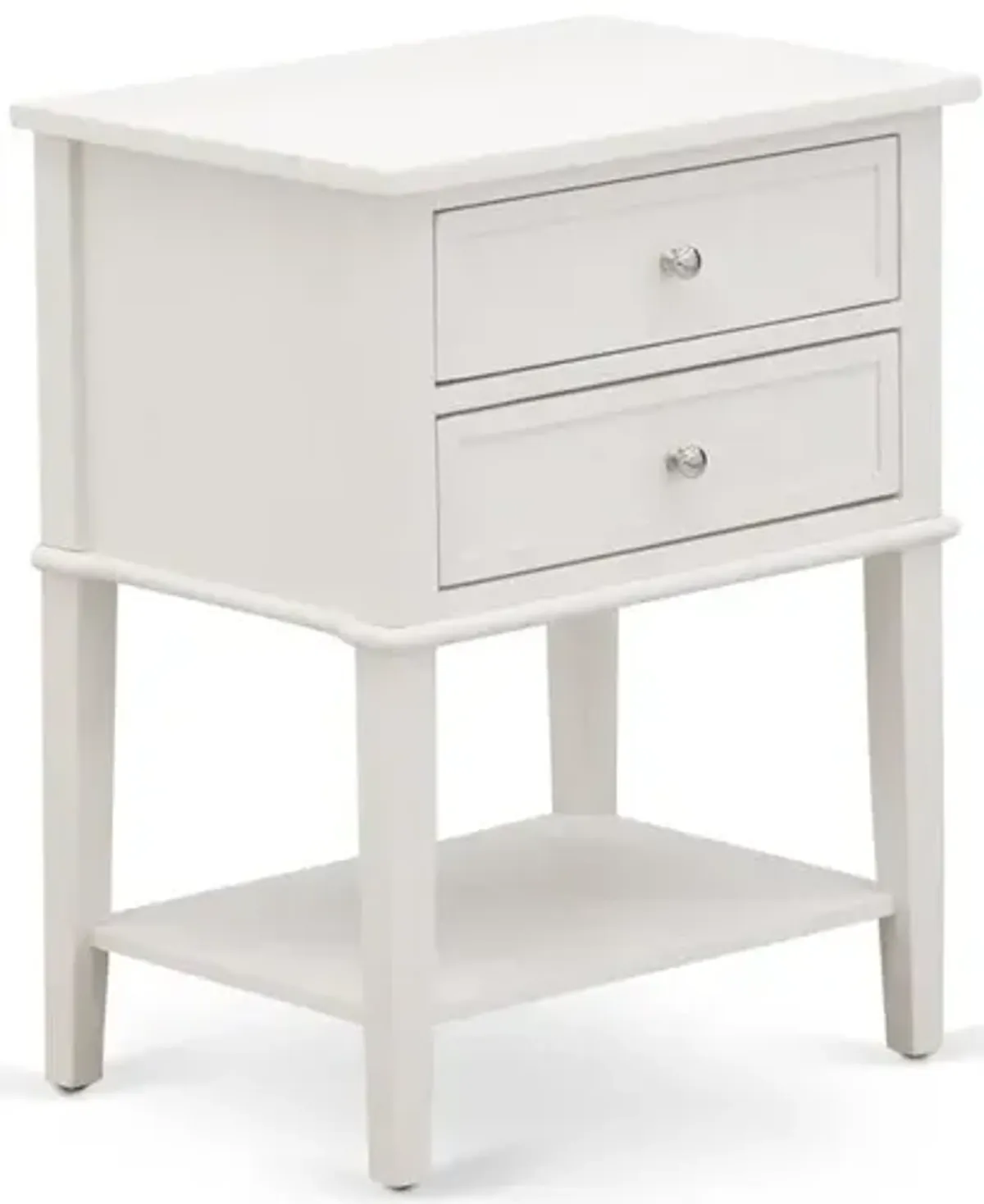 East West Furniture Small Night Stand with 2 Wooden Drawers, Stable and Sturdy Constructed - Wire brushed Butter Cream Finish