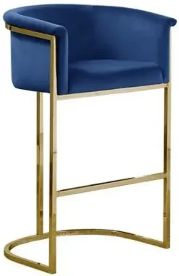 Best Quality Furniture 24 Navy Blue Velvet Upholstered Counter Height with Gold Base Single