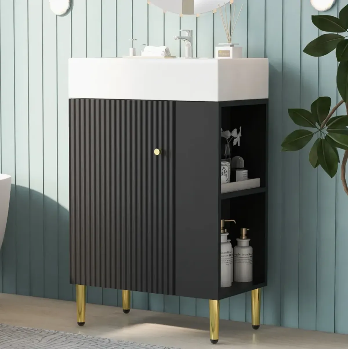 Merax Bathroom Vanity Cabinet with Right Side Storage