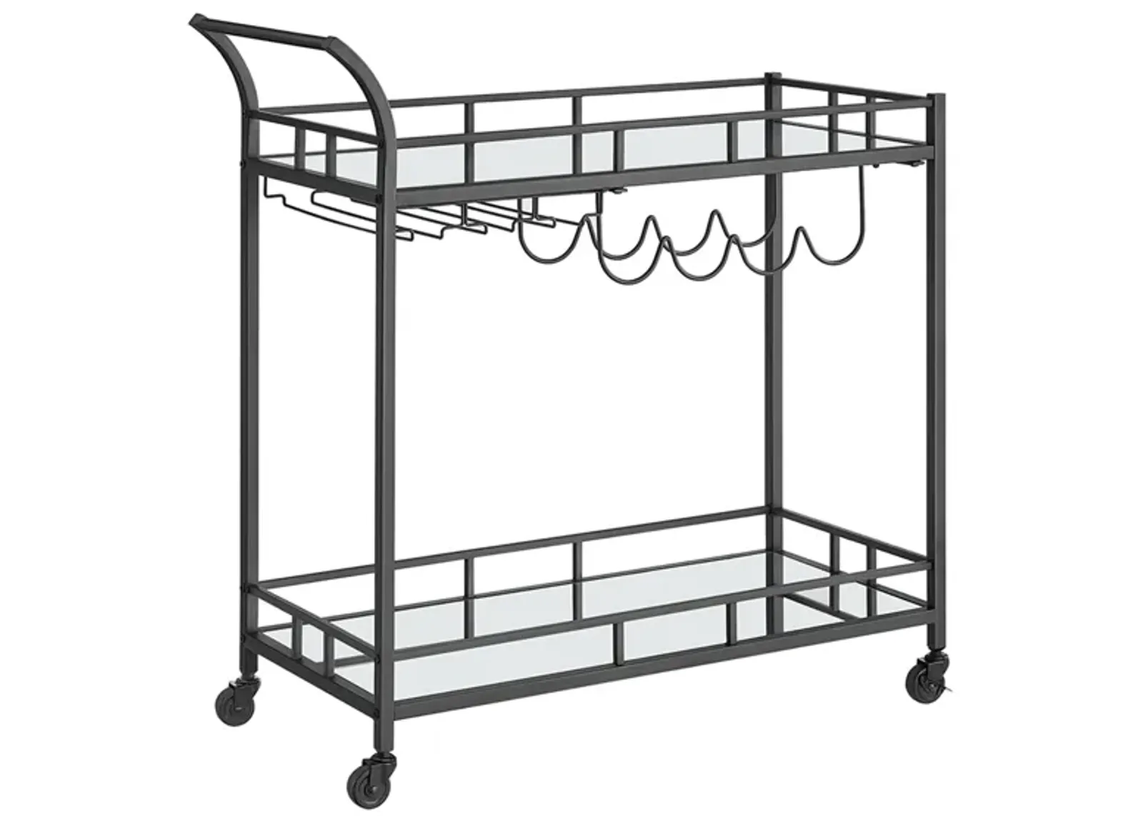 Home Bar Serving Cart with Dual Mirrored Shelves – Elegant Gold Design