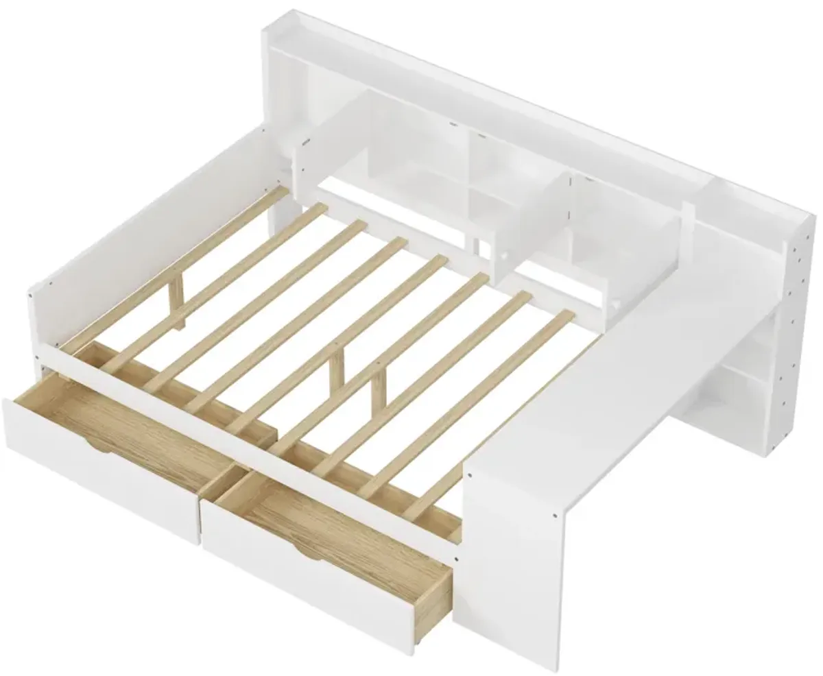 Merax Wooden L-Shape Daybed with Storage