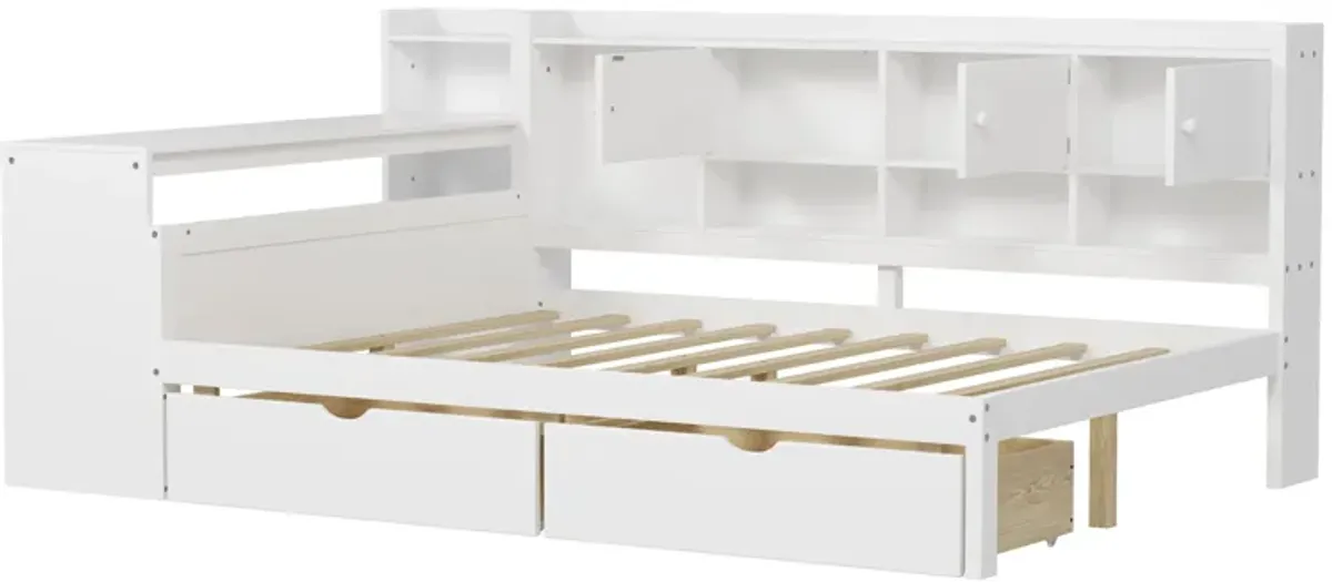 Merax Wooden L-Shape Daybed with Storage