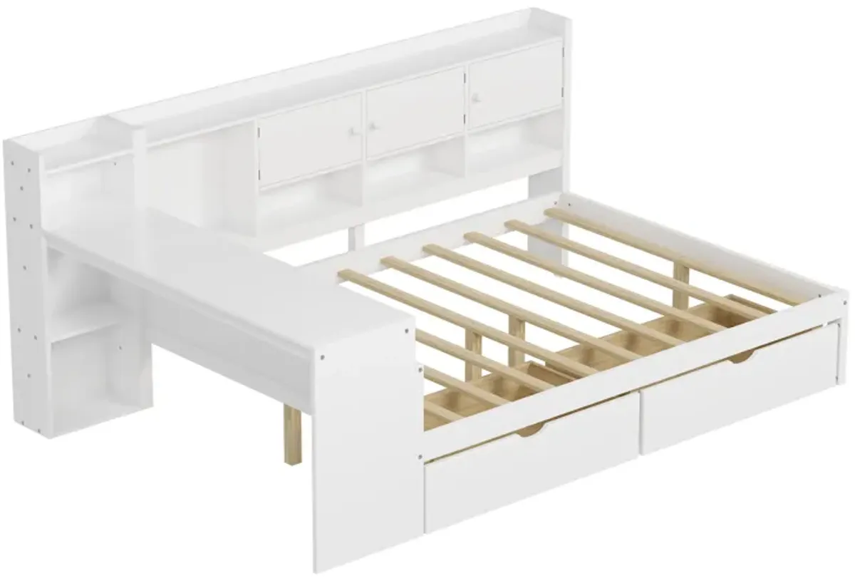 Merax Wooden L-Shape Daybed with Storage