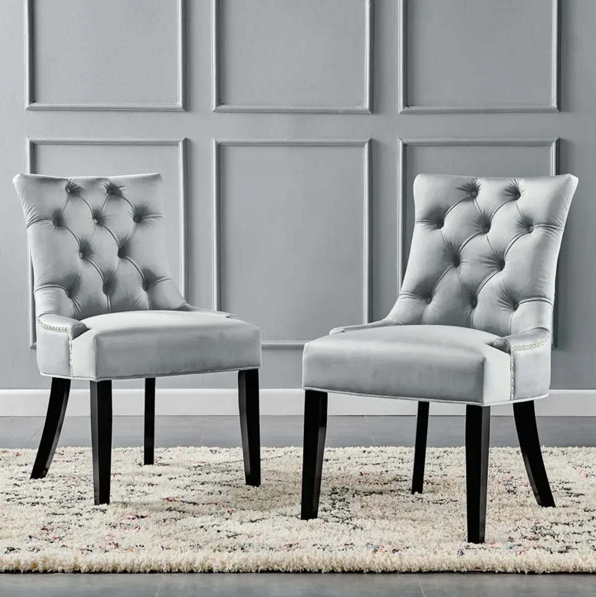 Regent Tufted Performance Velvet Dining Side Chairs - Set of 2-Benzara