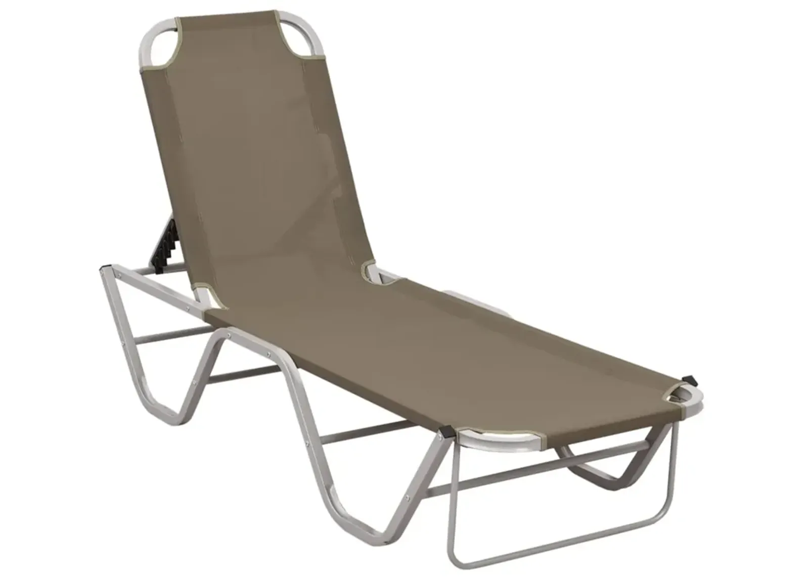 vidaXL Outdoor Sun Lounger - Aluminum and Textilene Construction, Adjustable Reclining Positions, Taupe and Silver, Ideal for Beach Camping and Garden Leisure, Assembly Required