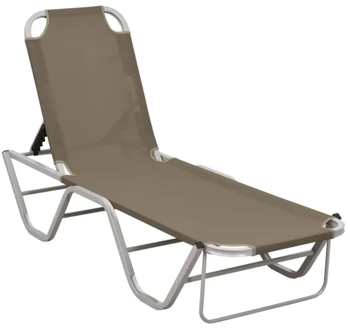 vidaXL Outdoor Sun Lounger - Aluminum and Textilene Construction, Adjustable Reclining Positions, Taupe and Silver, Ideal for Beach Camping and Garden Leisure, Assembly Required