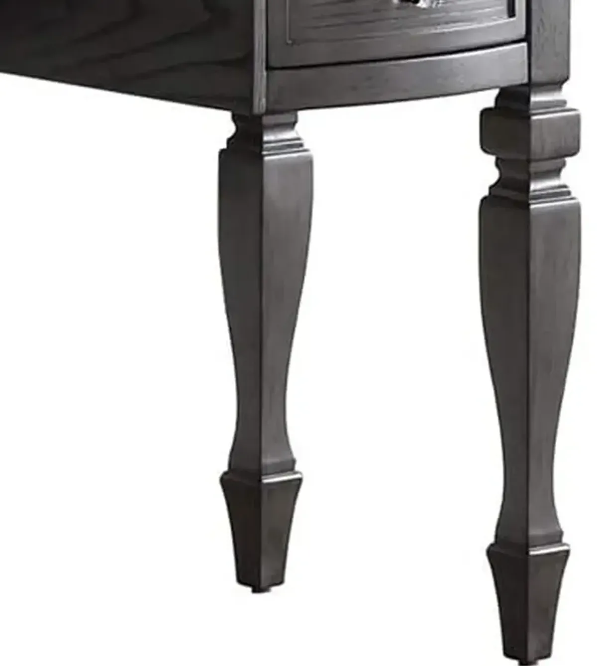 3 Piece Vanity Set with Carved Mirror and Turned Legs, Gray-Benzara