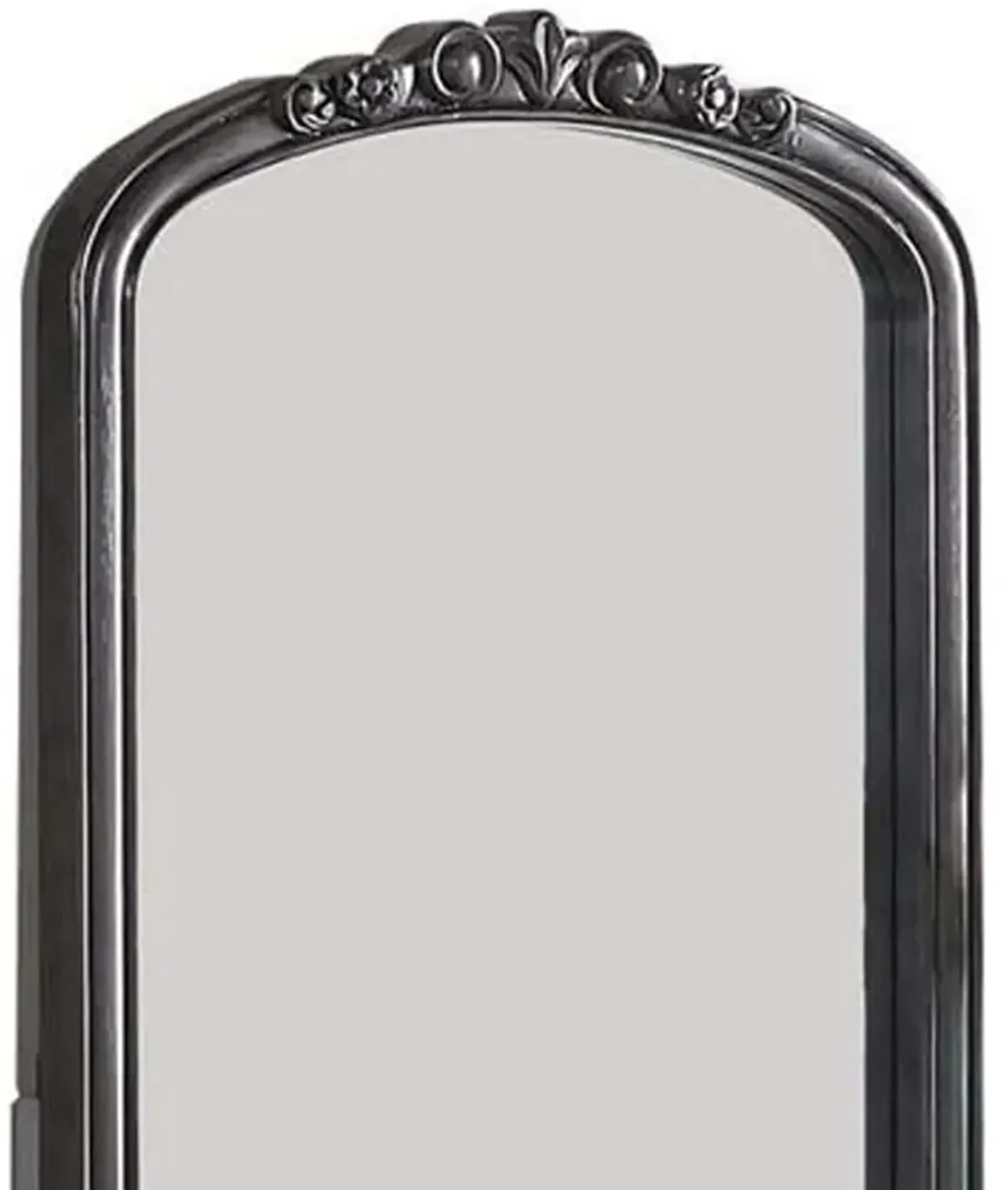 3 Piece Vanity Set with Carved Mirror and Turned Legs, Gray-Benzara