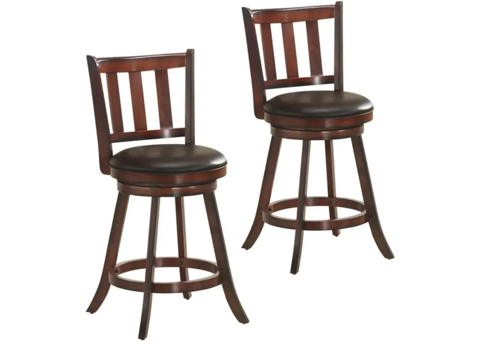 Hivvago 2 Pieces 360 Degree Swivel Wooden Counter Height Bar Stool Set with Cushioned Seat