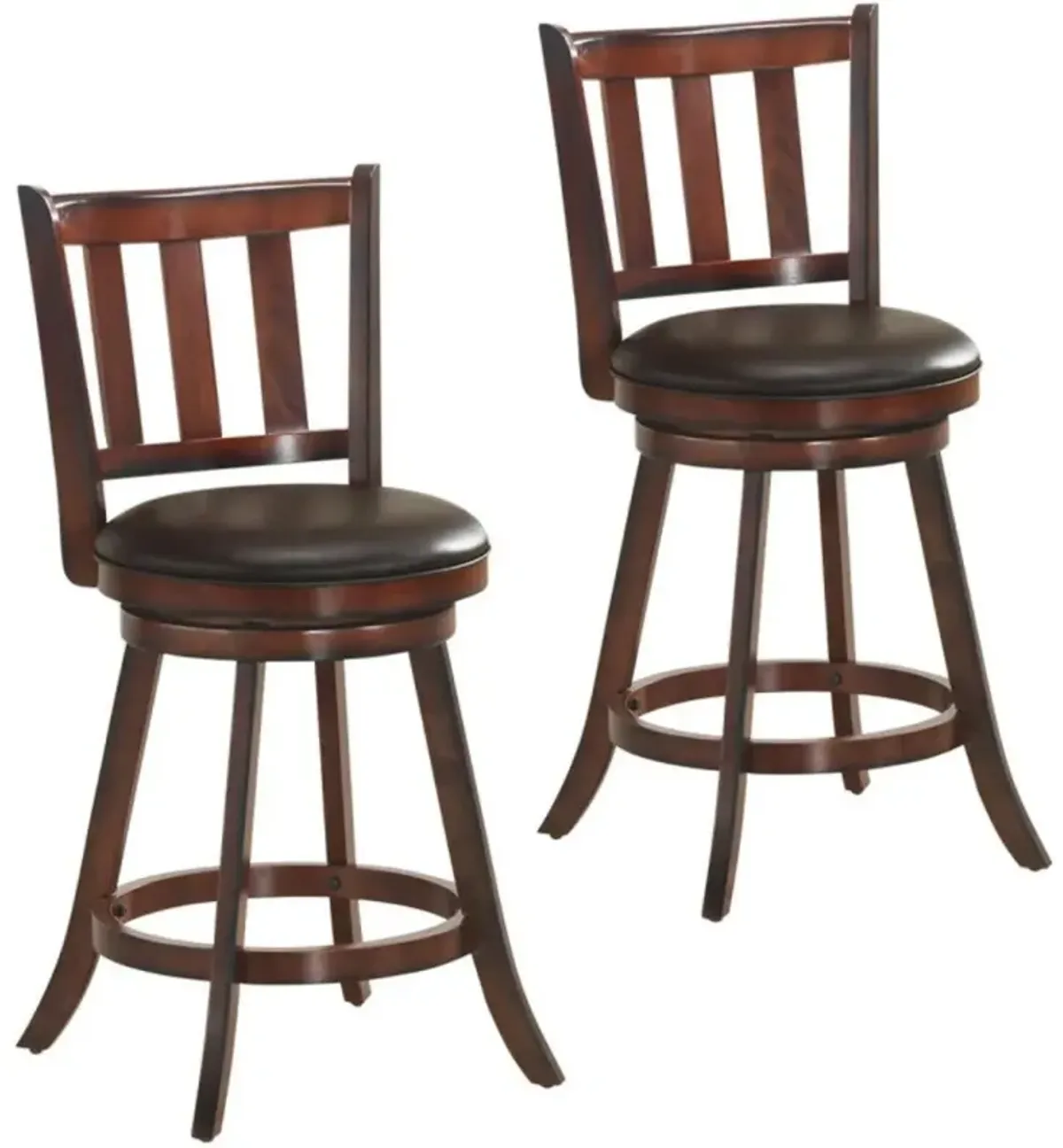 Hivvago 2 Pieces 360 Degree Swivel Wooden Counter Height Bar Stool Set with Cushioned Seat