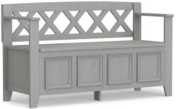 Amherst 48 inch Wide Solid Wood Transitional Entryway Bench in Fog Grey