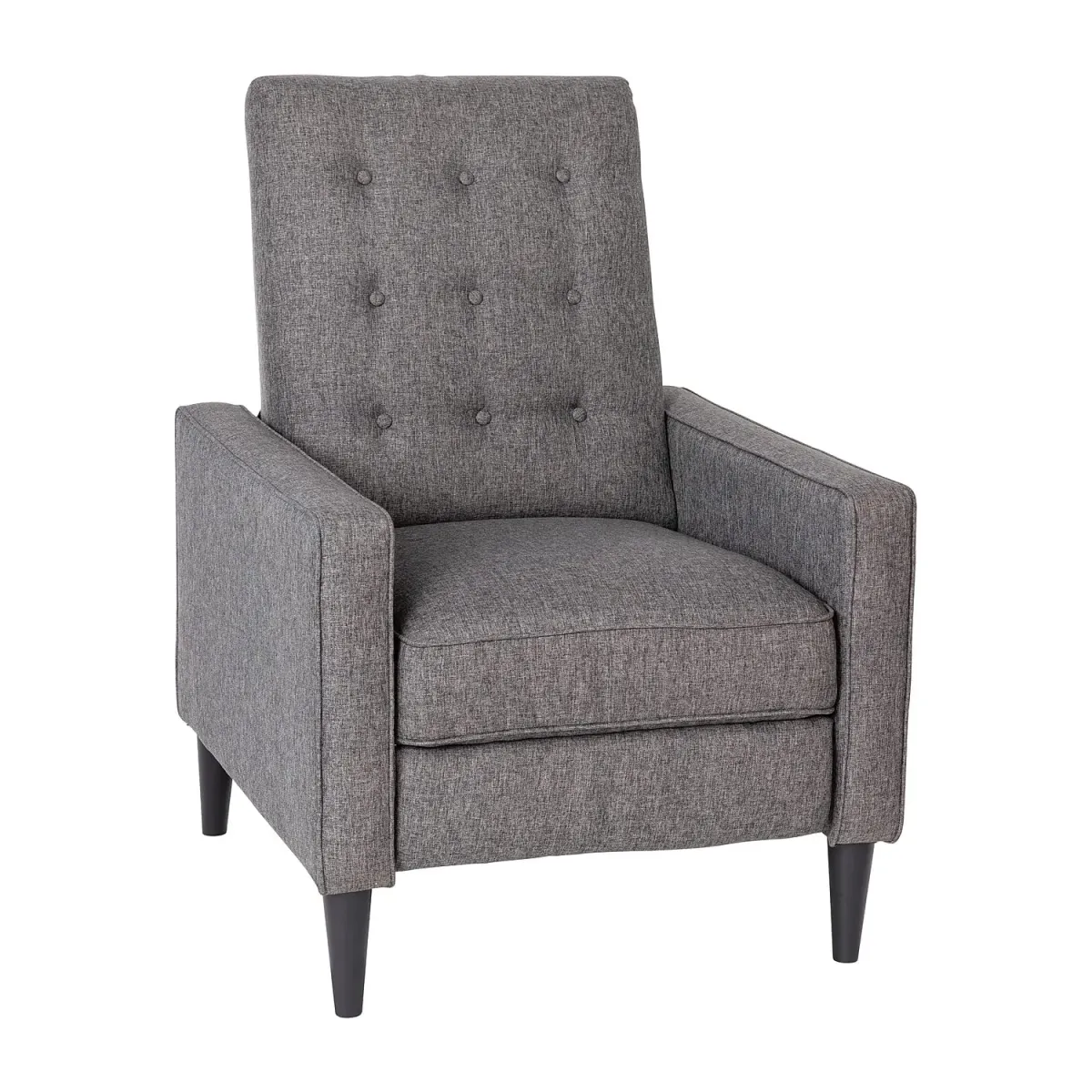 Flash Furniture Ezra Pushback Recliner - Mid-Century Modern Gray Fabric Upholstery - Button Tufted Back - Residential & Commercial Use