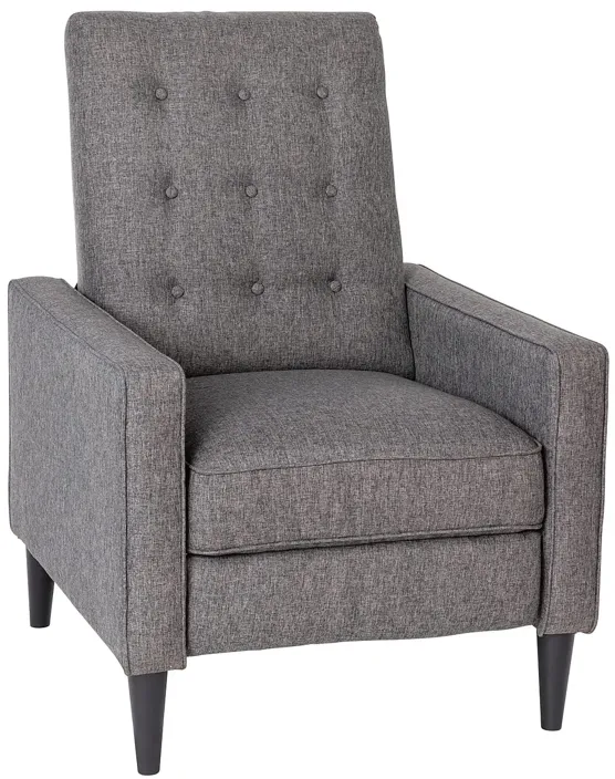 Flash Furniture Ezra Pushback Recliner - Mid-Century Modern Gray Fabric Upholstery - Button Tufted Back - Residential & Commercial Use