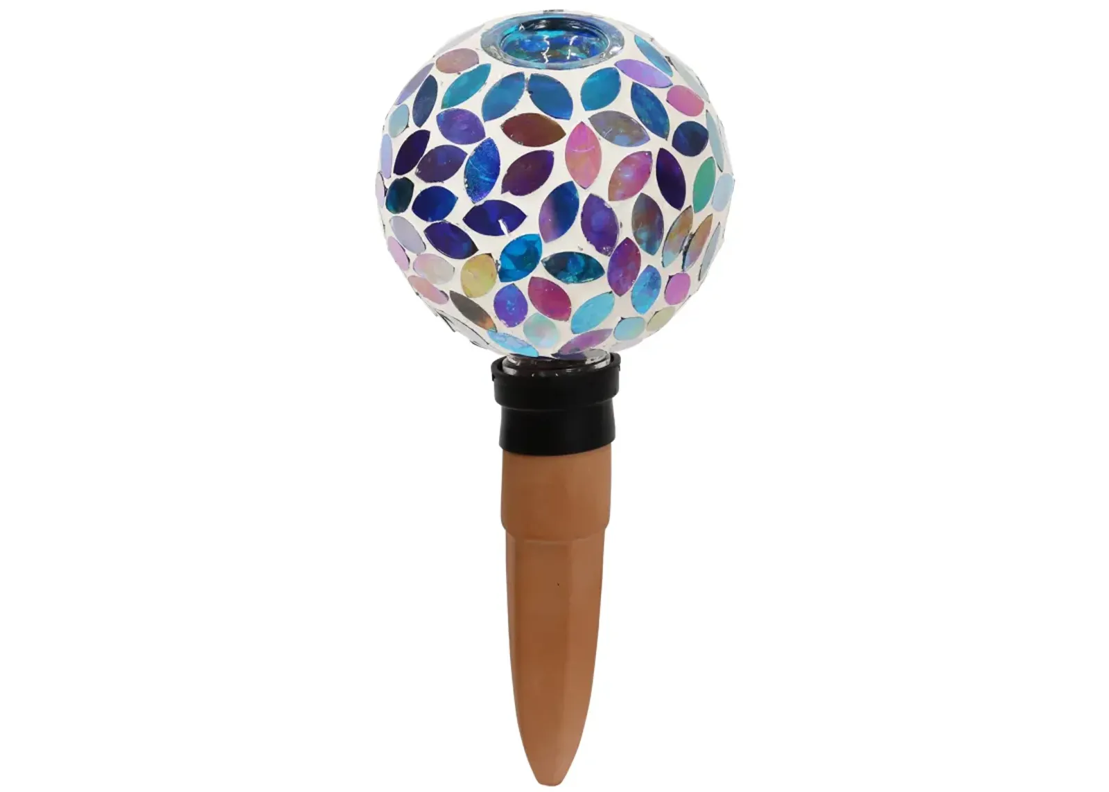 Sunnydaze Mosaic Glass Watering Globe with Clay Spike