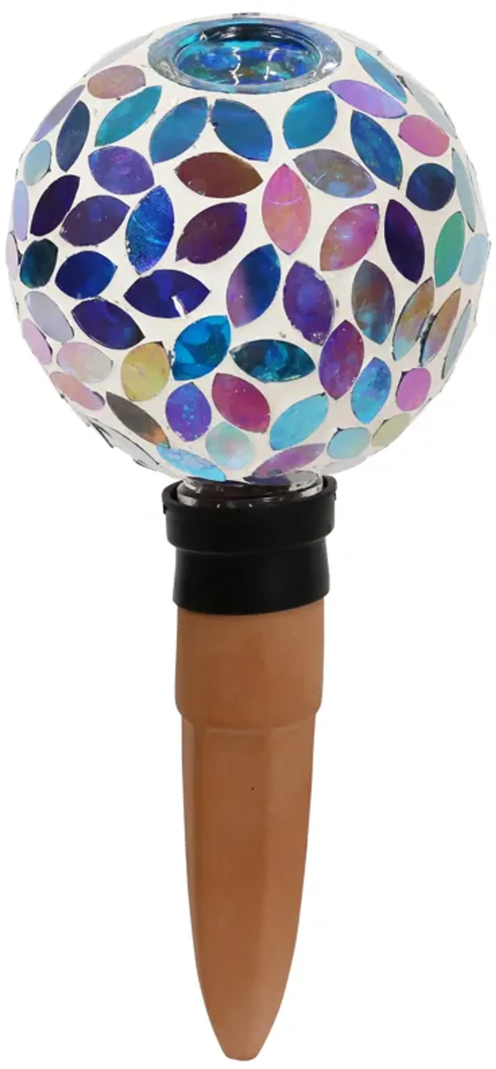 Sunnydaze Mosaic Glass Watering Globe with Clay Spike