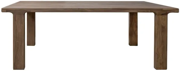 Okai Dining Table, 87 Inch Rectangular Top, Rustic Brown Solid Mango Wood - Benzara
