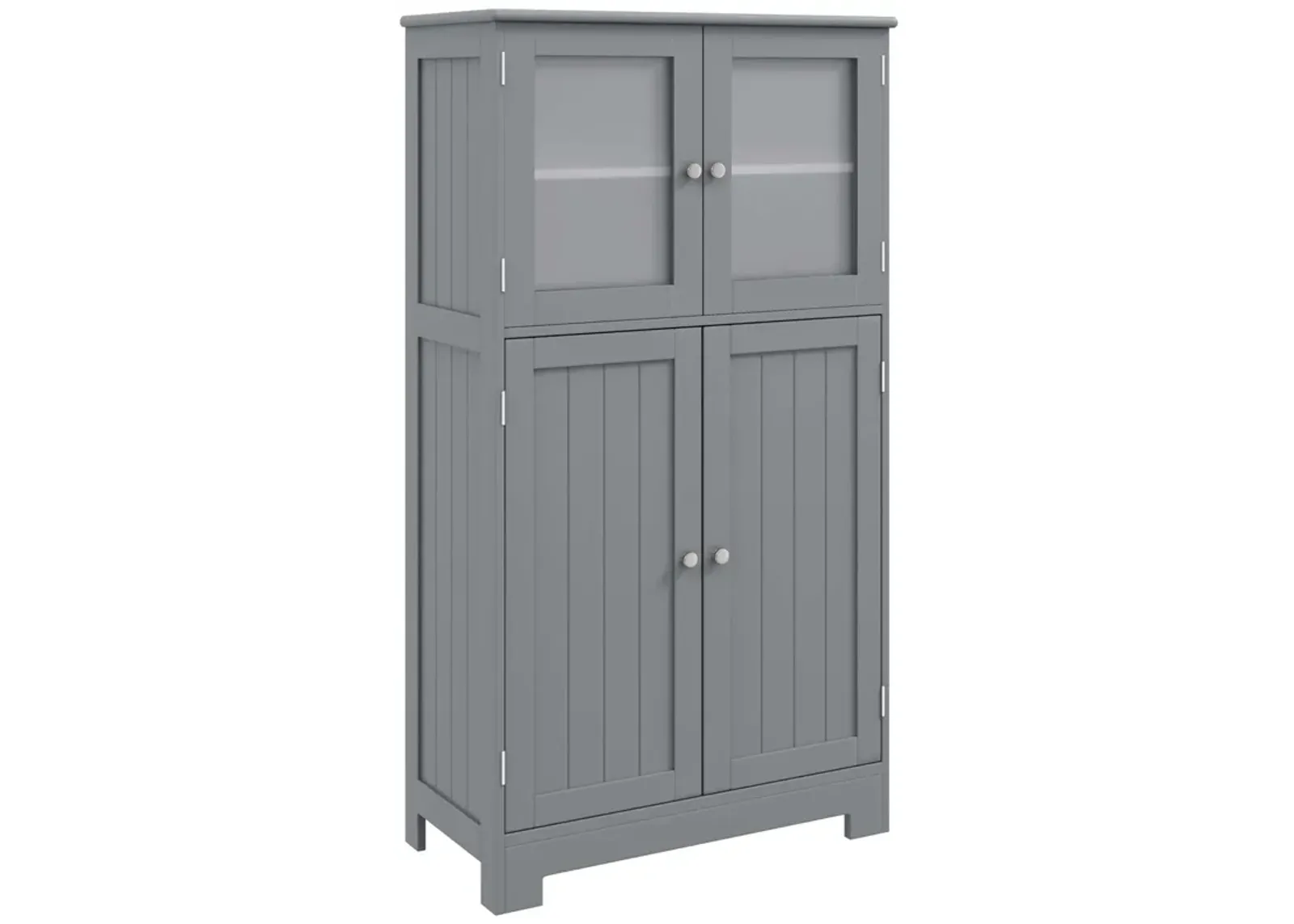 Costway Bathroom Floor Storage Cabinet Kitchen Cupboard w/Doors&Adjustable Shelf Brown