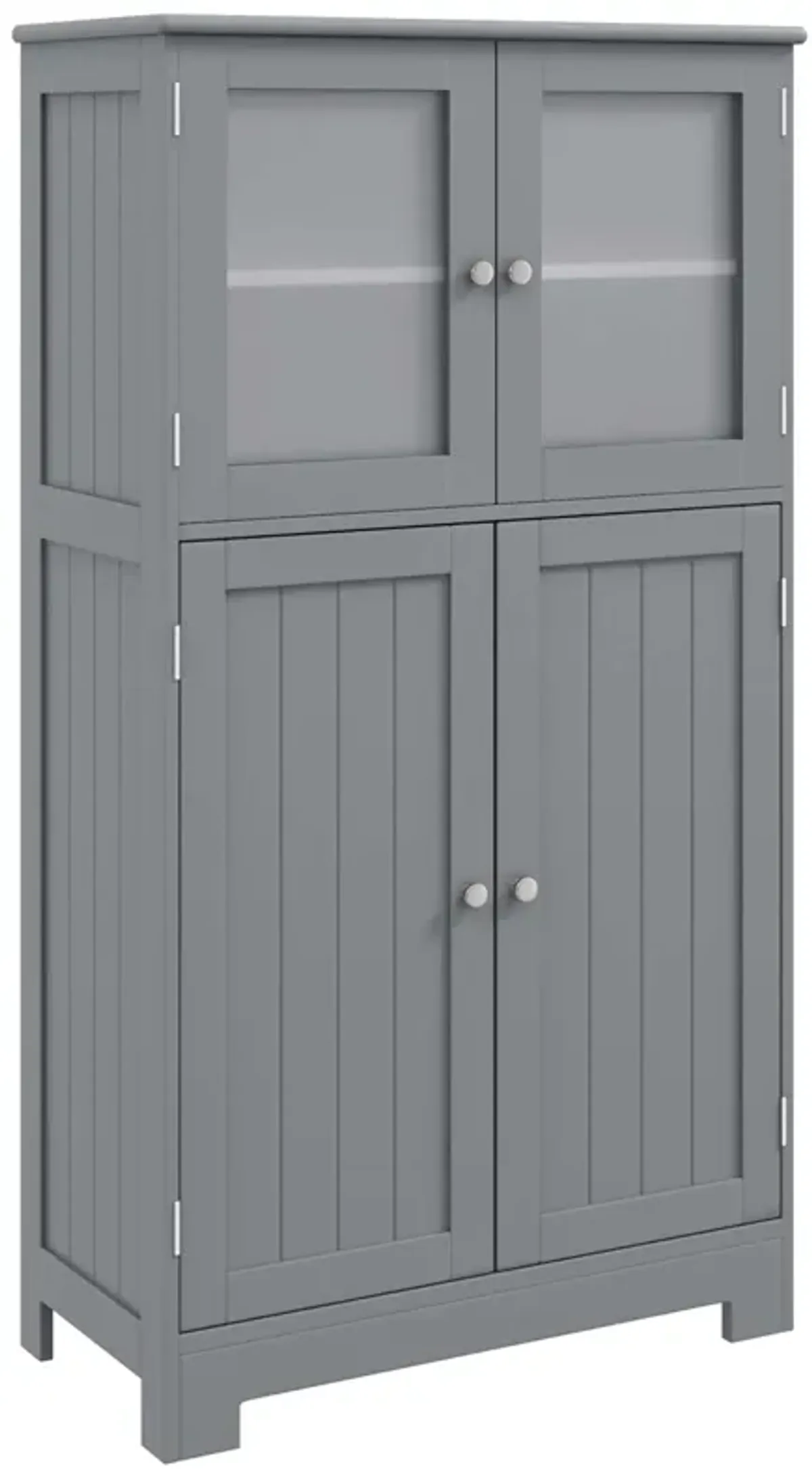 Costway Bathroom Floor Storage Cabinet Kitchen Cupboard w/Doors&Adjustable Shelf Brown