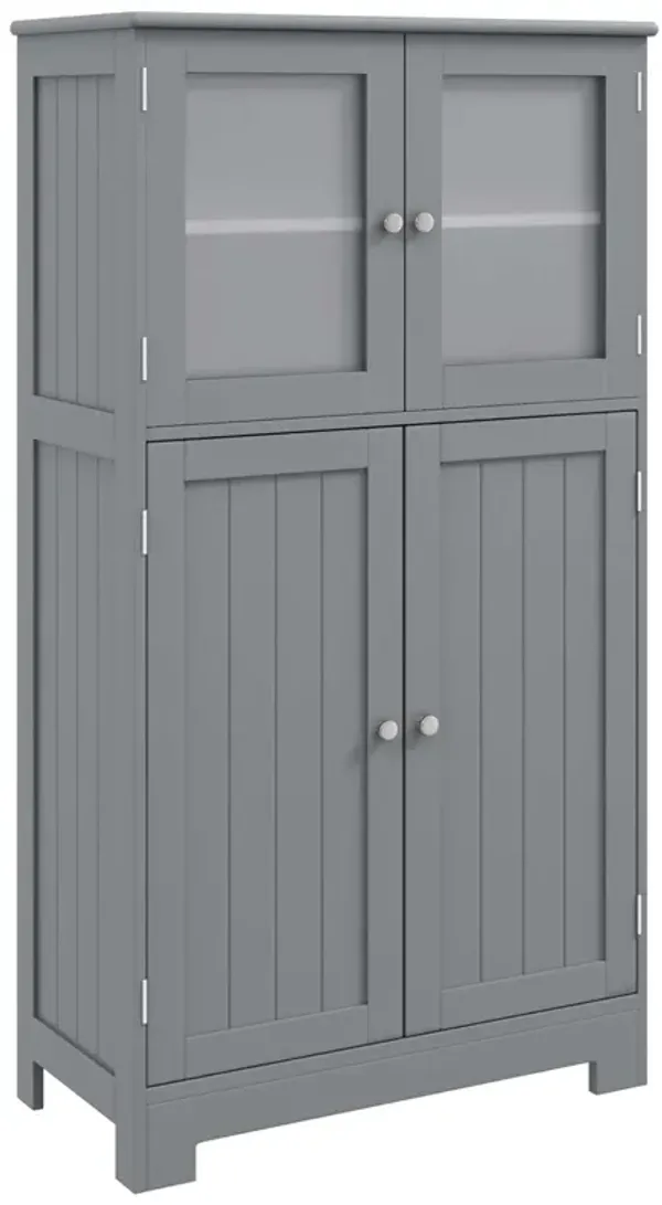 Costway Bathroom Floor Storage Cabinet Kitchen Cupboard w/Doors&Adjustable Shelf Brown