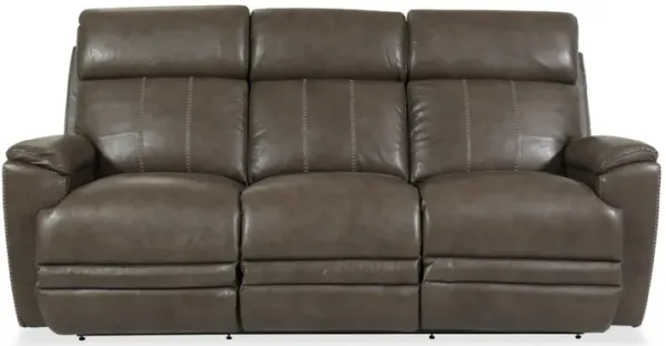 Talladega Grey Leather Power Reclining Sofa with Headrest