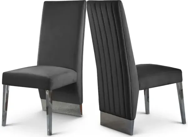 Meridian Furniture Porsha Grey Velvet Dining Chair, Set of 2