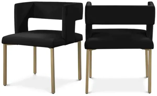 Meridian Furniture Caleb Black Velvet Dining Chair, Set of 2