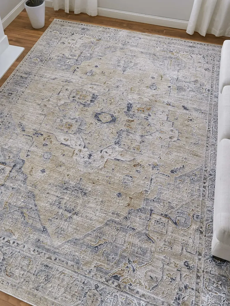 Pasha 39M5F 5' x 7'6" Ivory/Taupe/Blue Rug