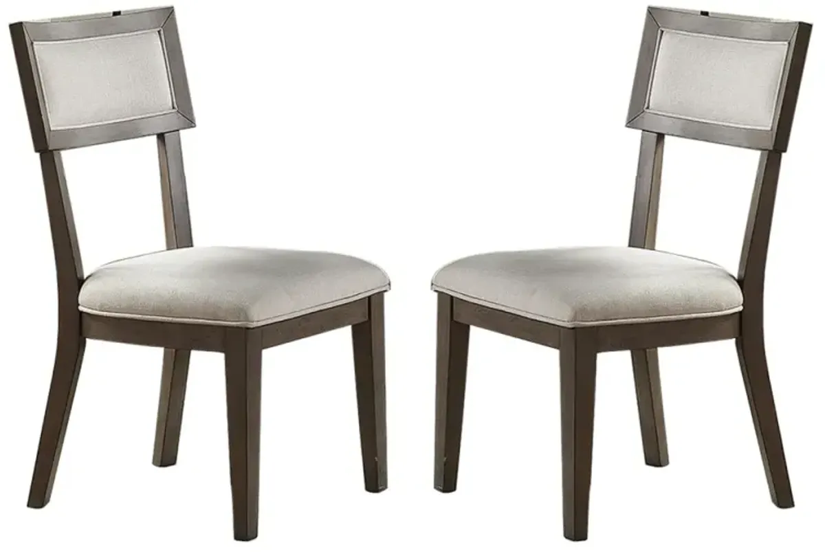 White Fabric Upholstery Dining Chair, Grey (Set Of 2)