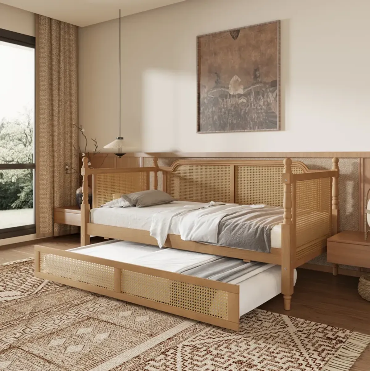 Merax Traditional Daybed with Trundle for Limited Space