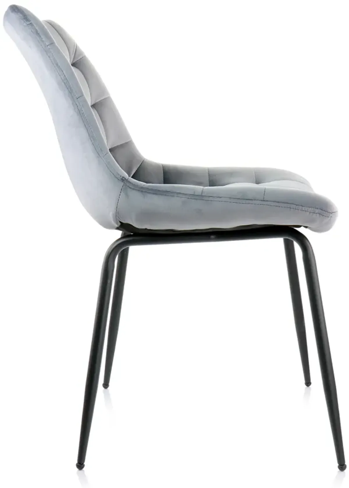 Elama 2 Piece Velvet Tufted Chair in Gray with Black Metal Legs