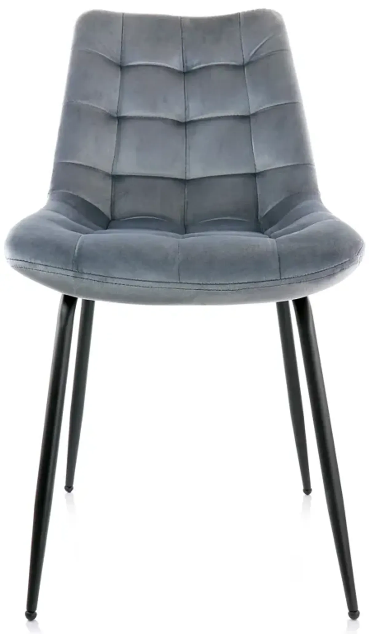 Elama 2 Piece Velvet Tufted Chair in Gray with Black Metal Legs