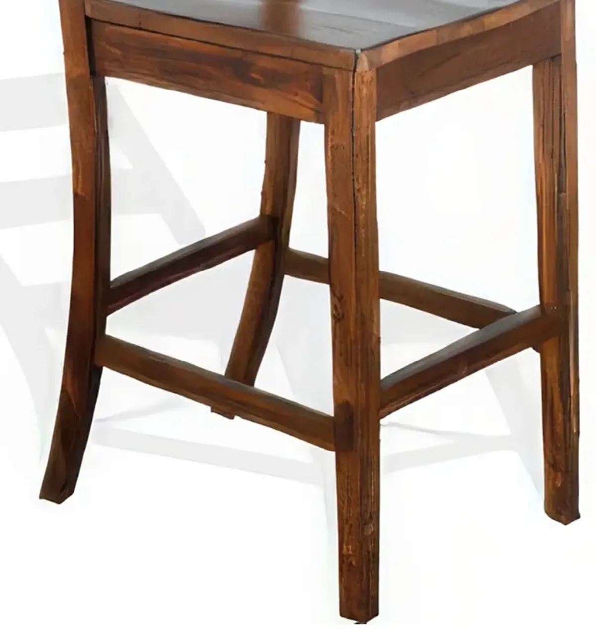 Reggie Barstool Chair Set of 2, Ladderback Design, Brown Mahogany Wood - Benzara