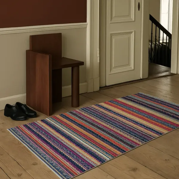 Savannah Contemporary Boho Blue Rust Indoor Area Rug