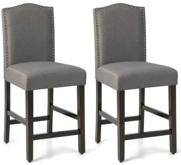 Hivago 2 Pcs Fabric Nail Head Counter Height Dining Side Chairs Set